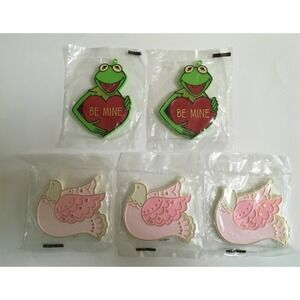 Lot Of 5 Hallmark 80s Valentine Kermit The Frog Be Mine, Pink Dove Cookie Cutter